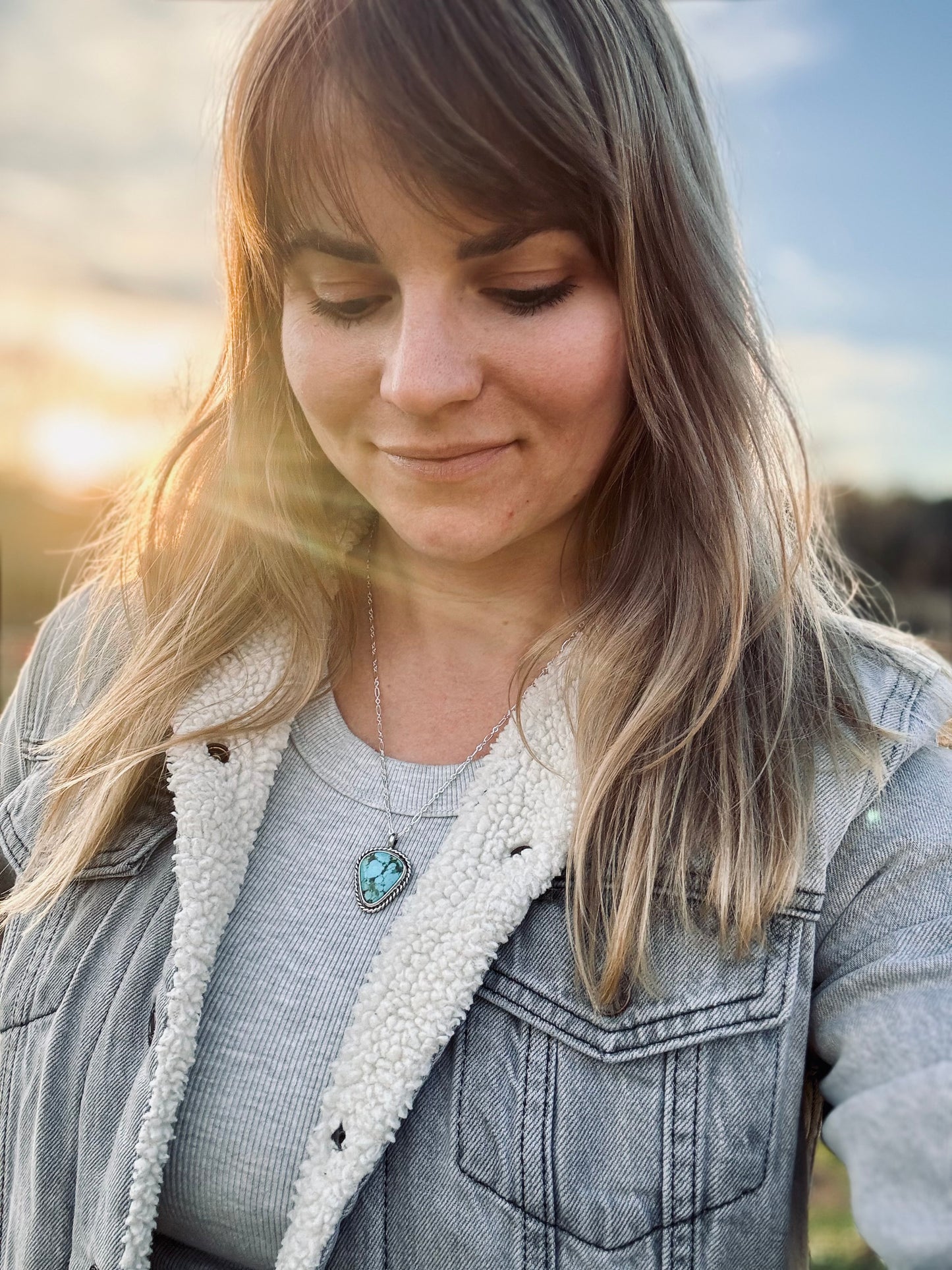 Tyrone turquoise twist wire necklace