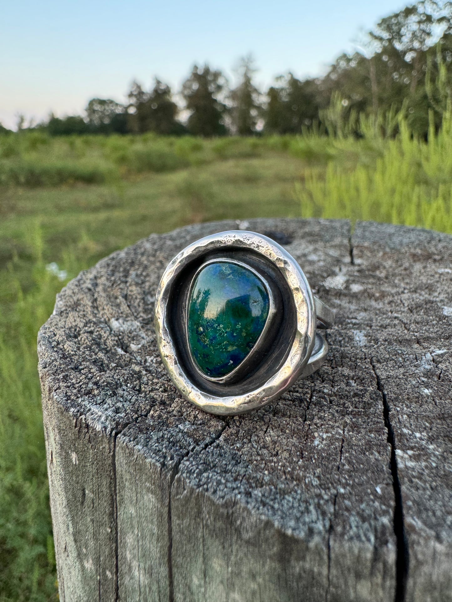 Azurite Malachite shadowbox ring size 9
