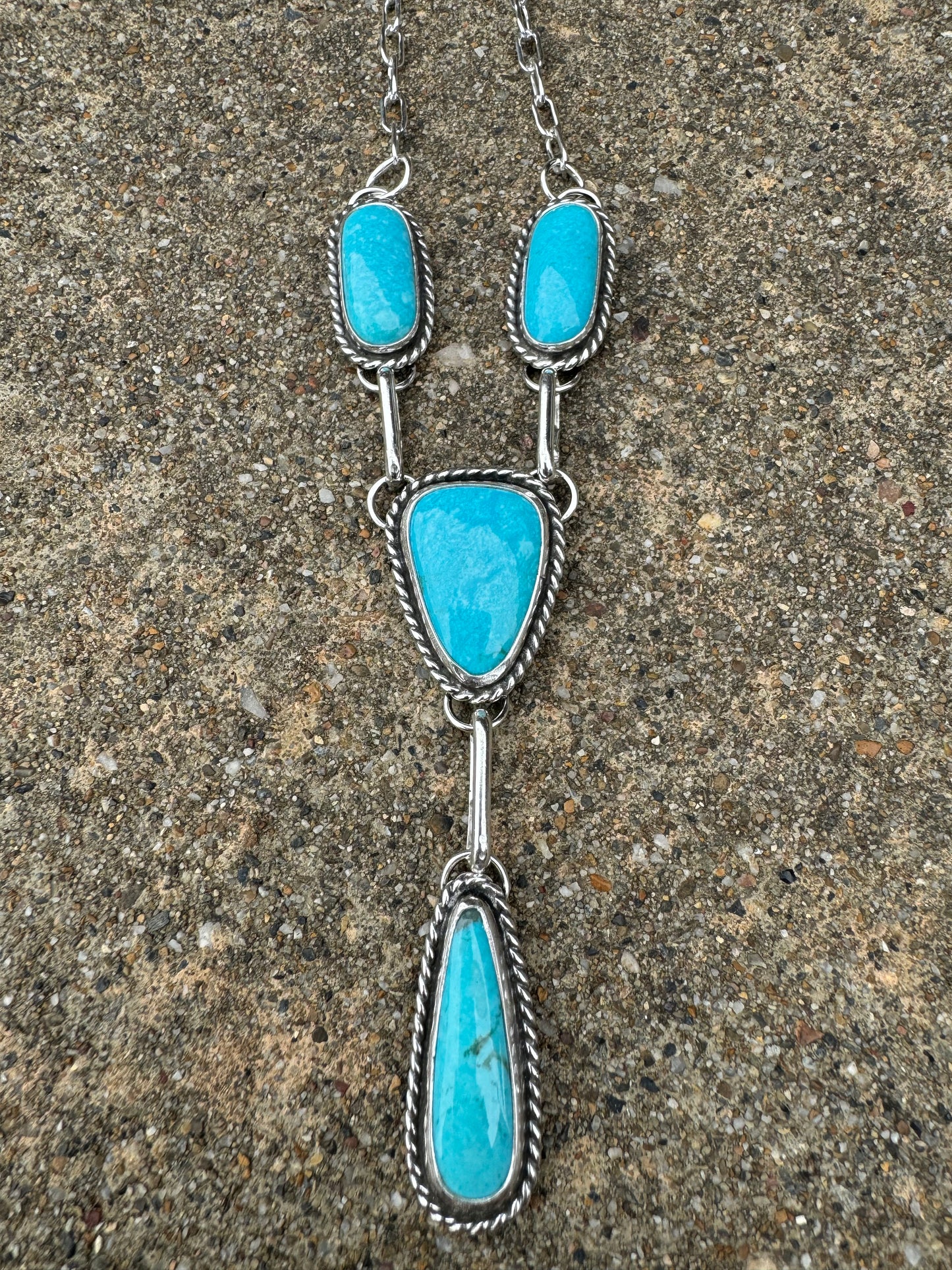 Kingman turquoise Lariat Necklace