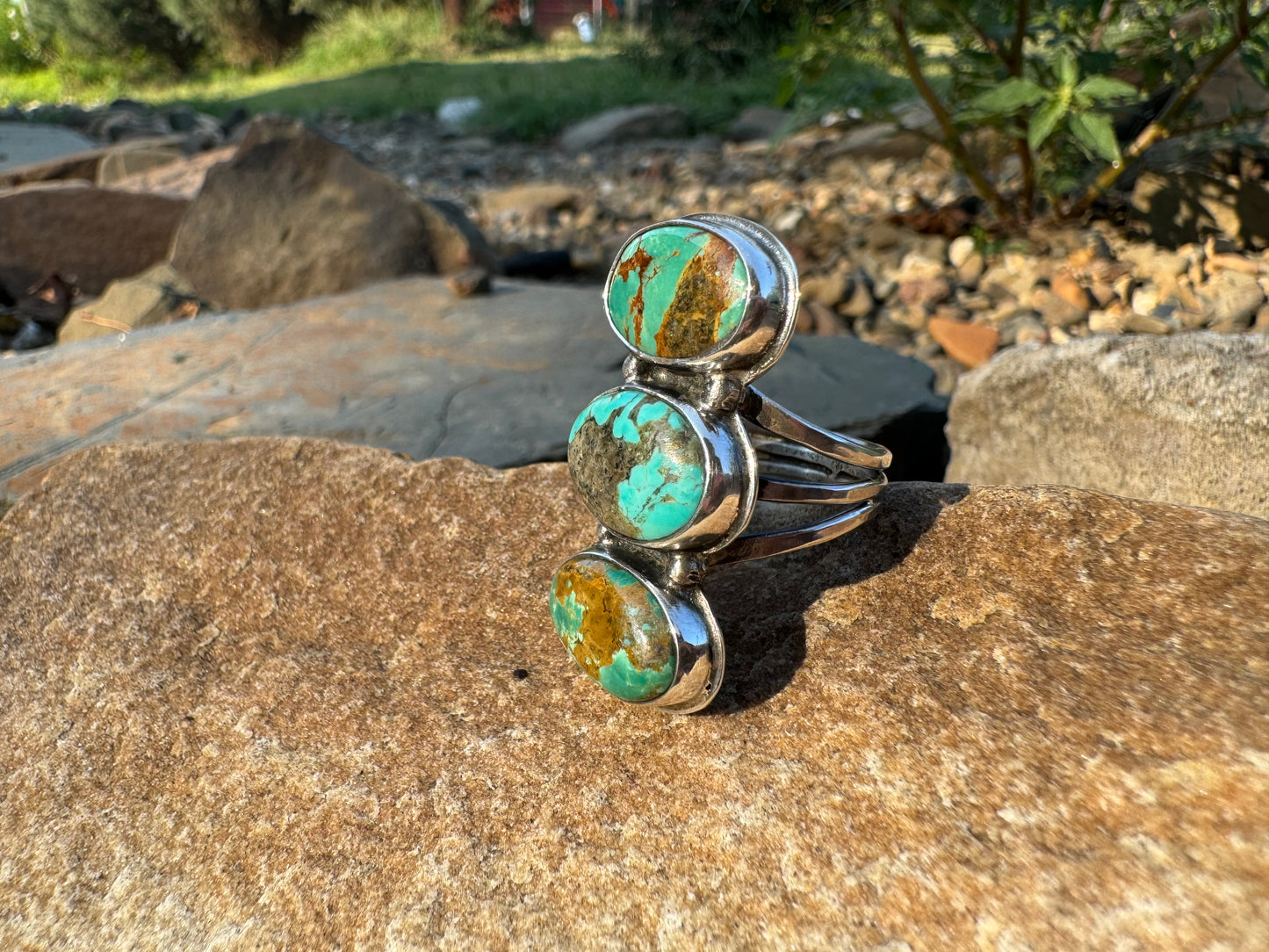 Tyrone Turquoise three stone ring size 8