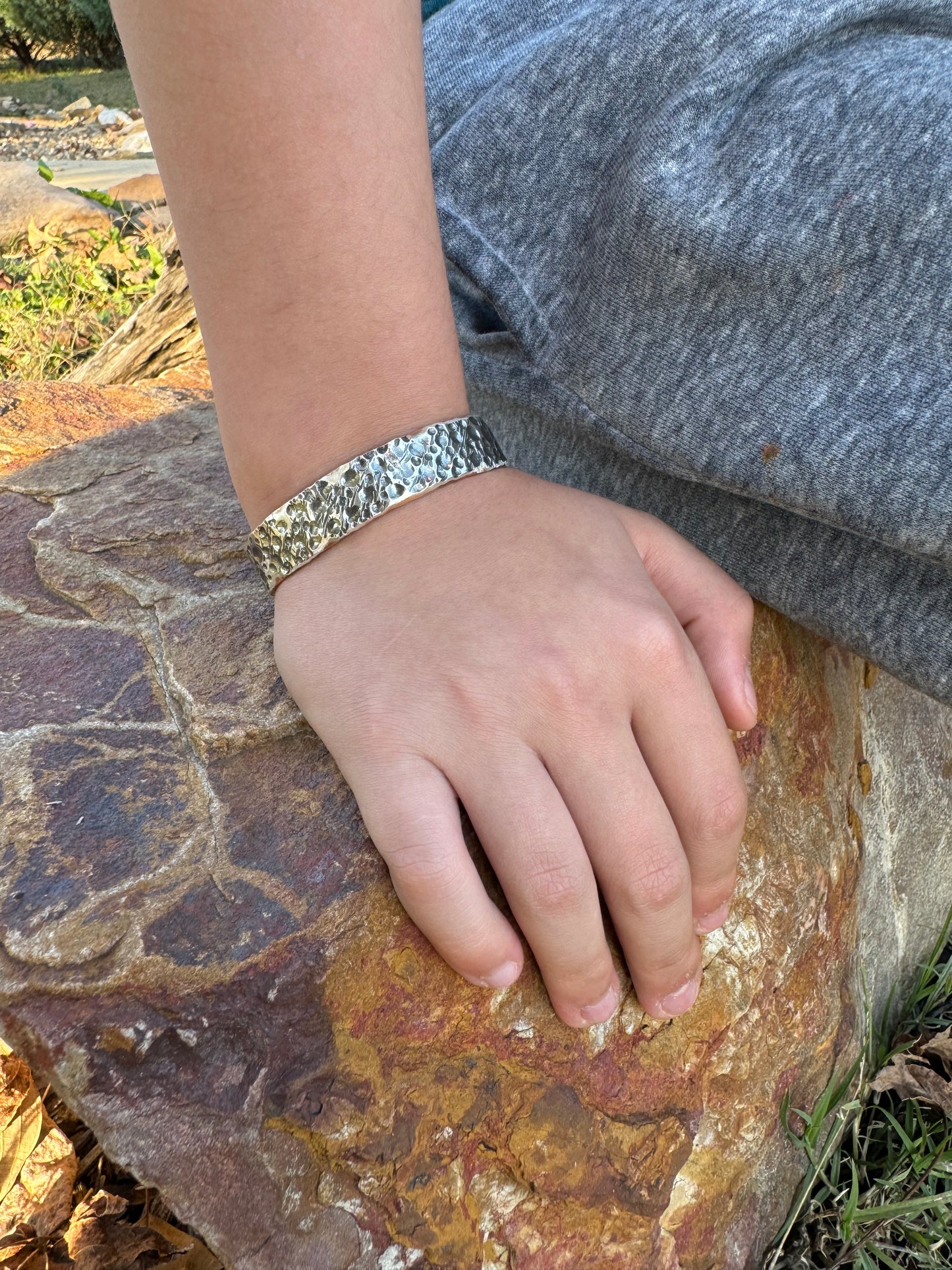 Fused silver and copper bracelet