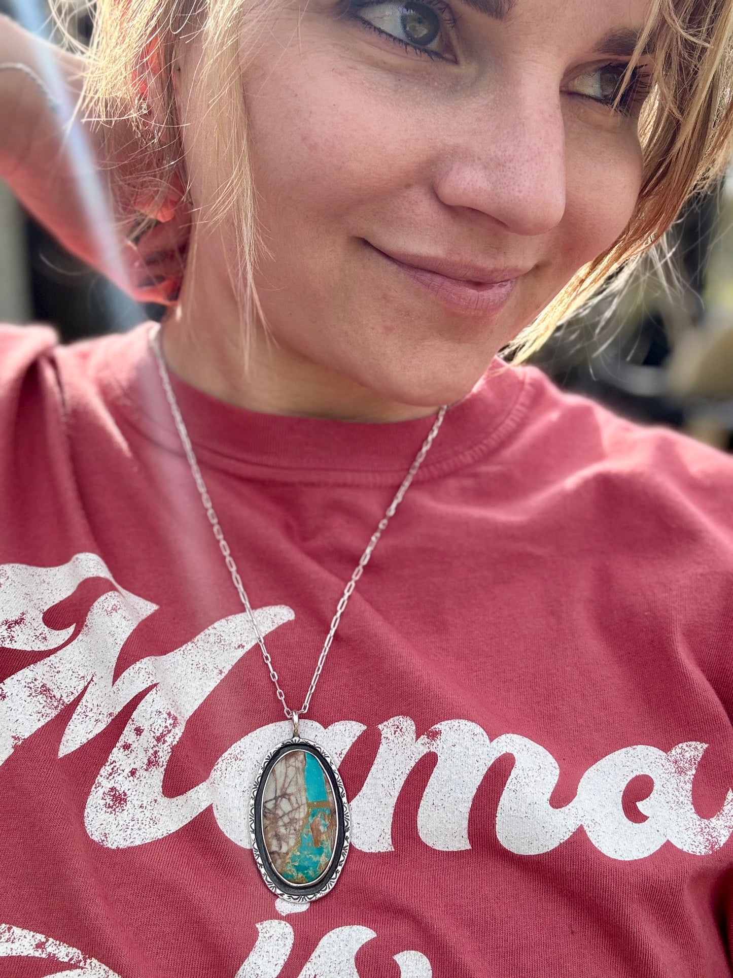 Ribbon turquoise statement necklace