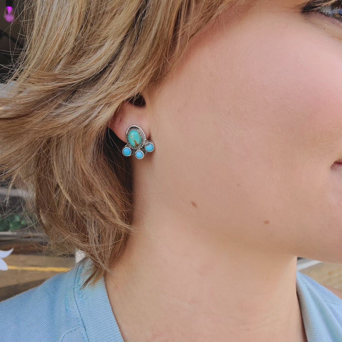 Turquoise Cluster Post Earrings