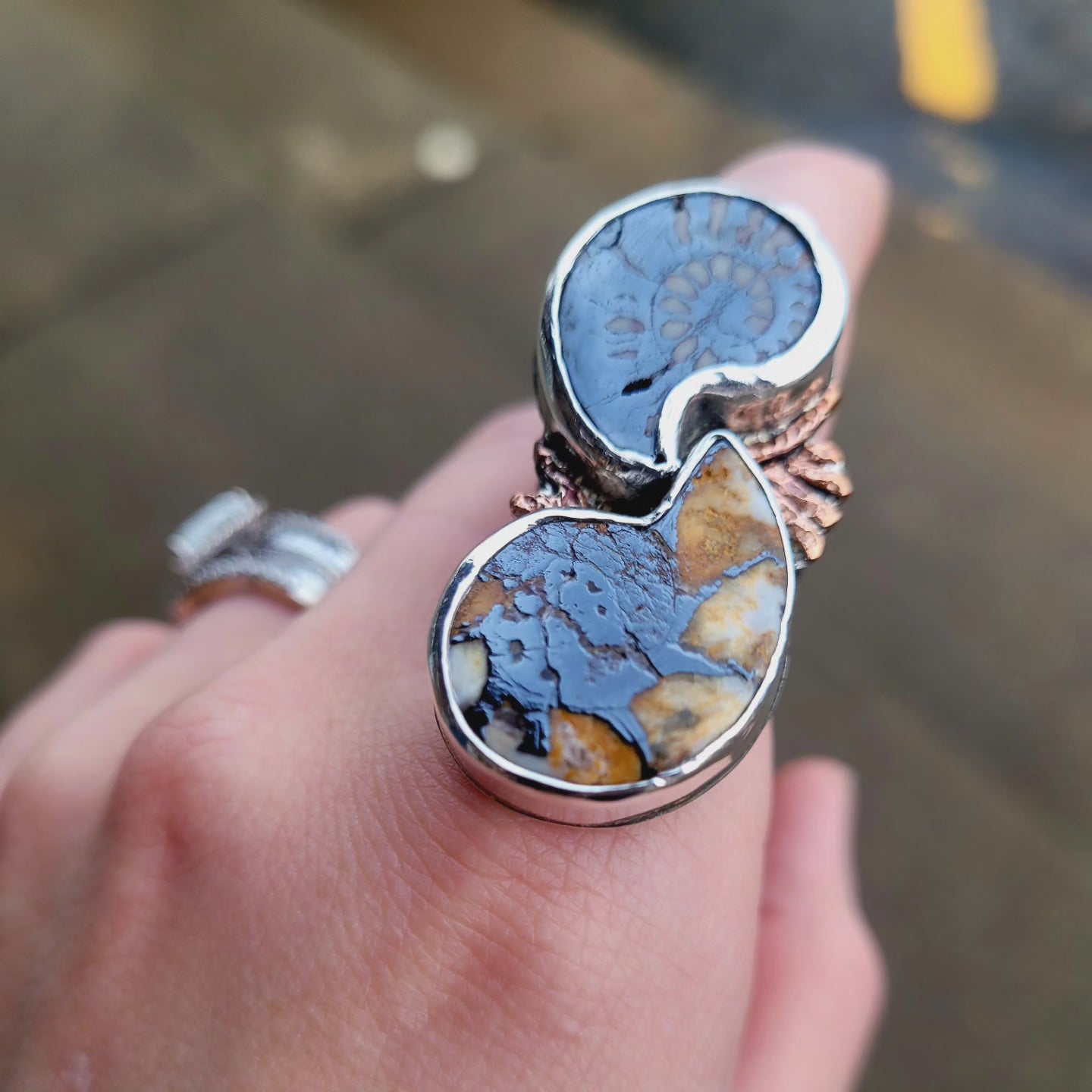 Dueling Ammonite Ring size 7