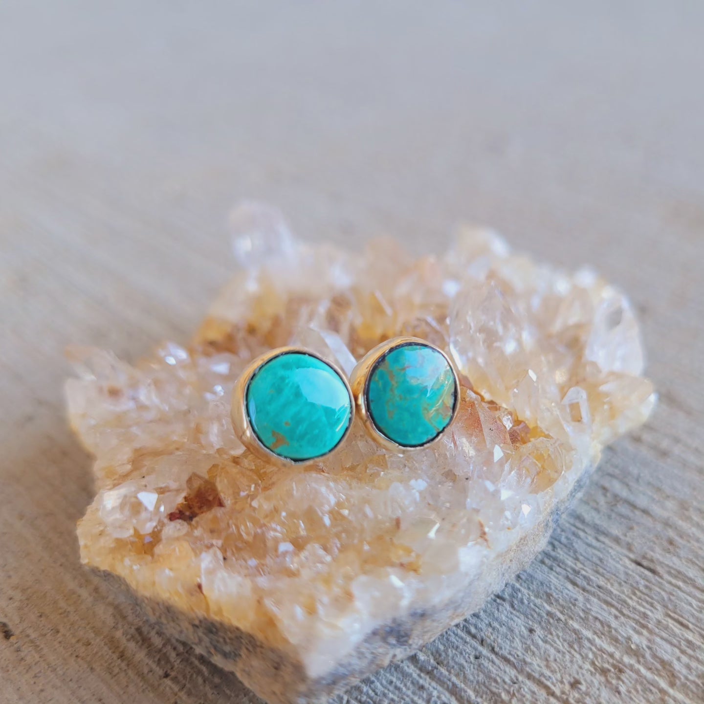 14k Gold and silver Turquoise earrings