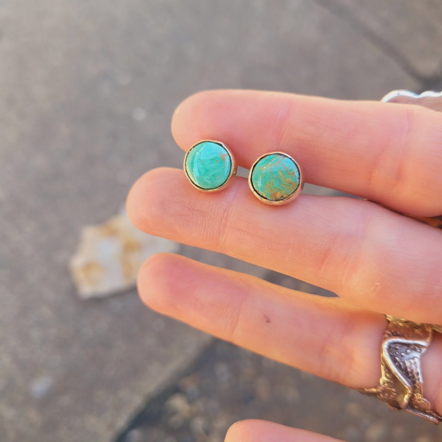 14k Gold and silver Turquoise earrings
