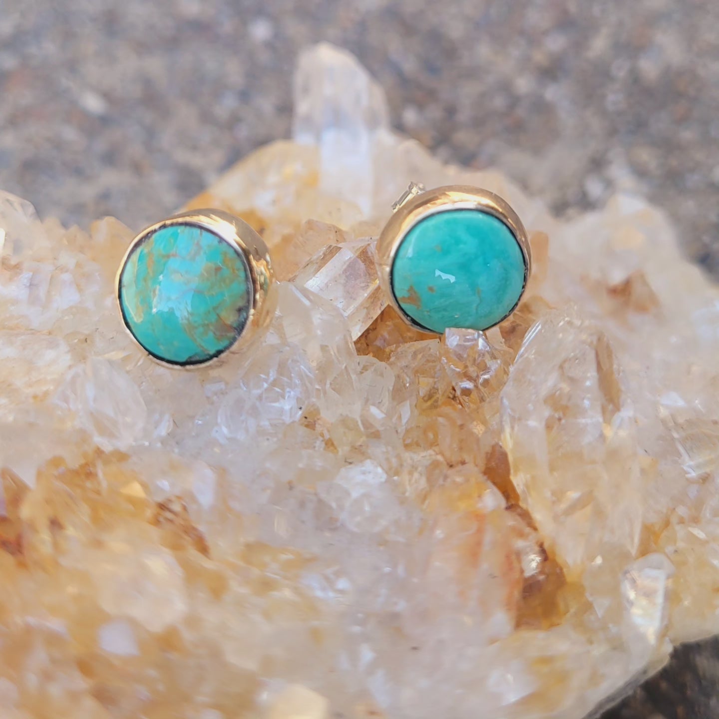 14k Gold and silver Turquoise earrings