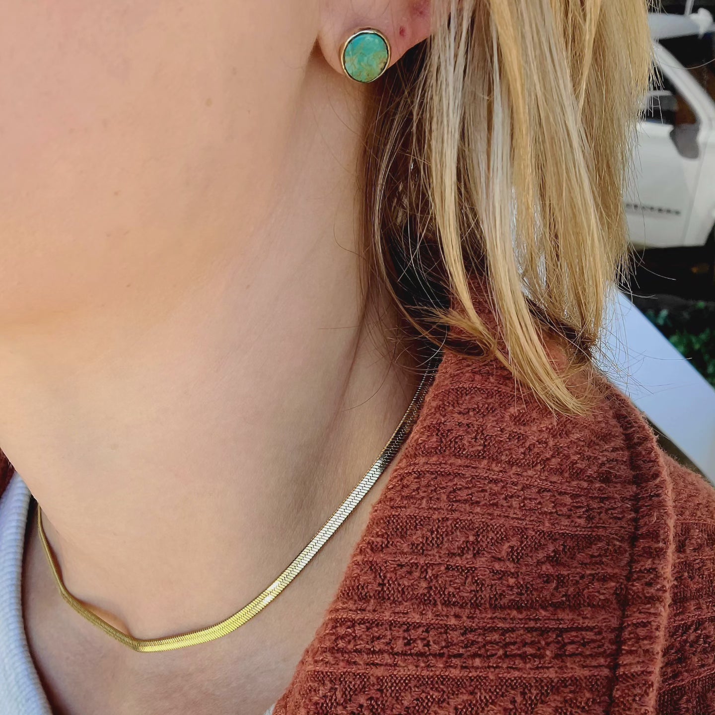 14k Gold and silver Turquoise earrings