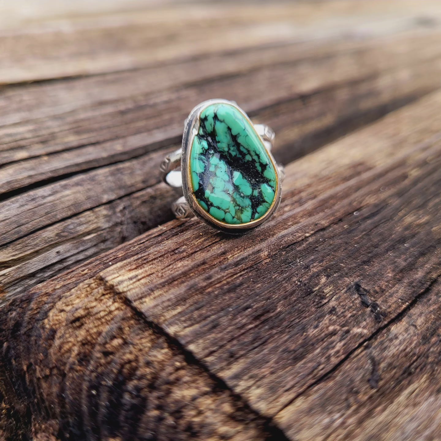 Kingman turquoise nugget ring size 8