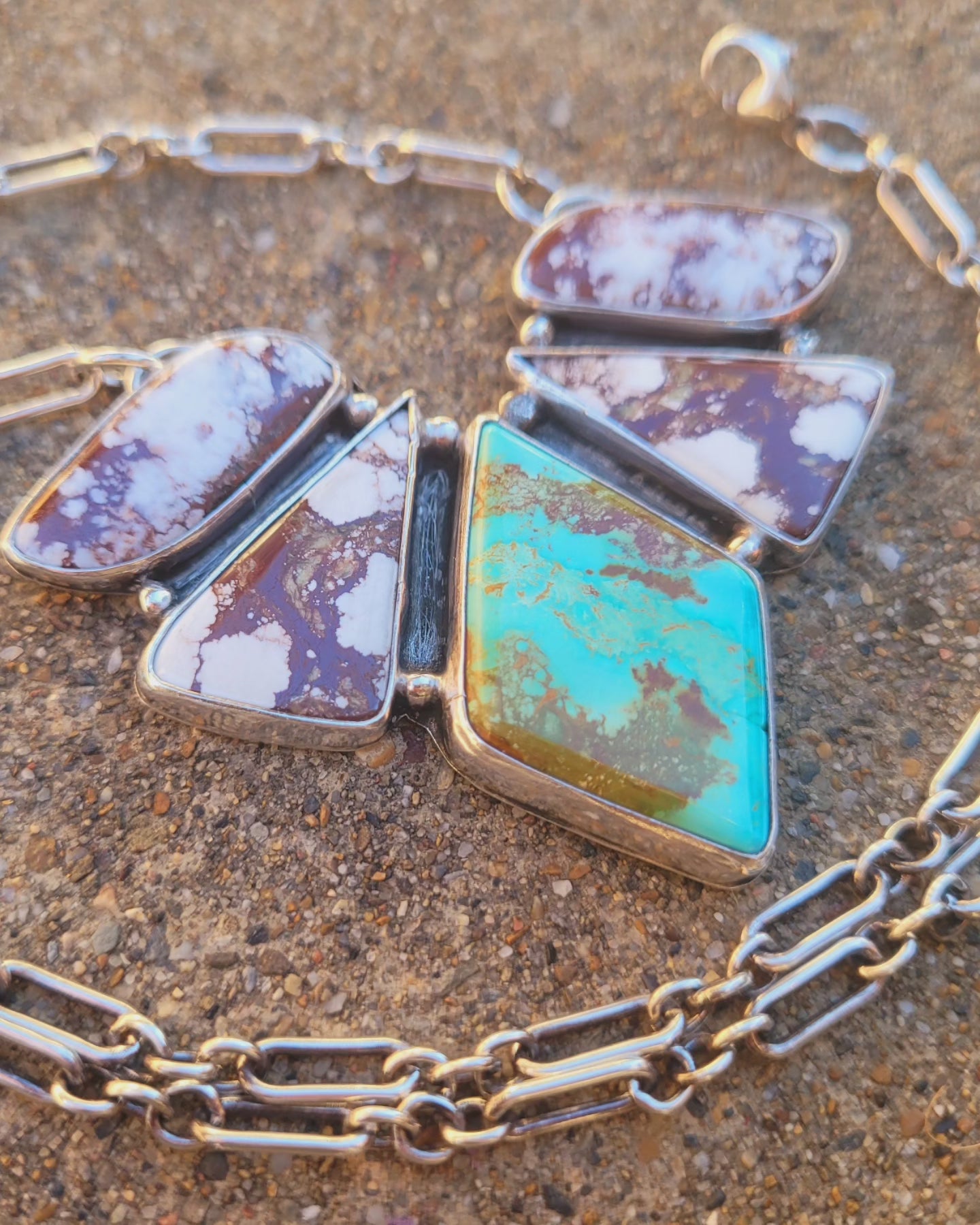 Turquoise and Wild Horse bib necklace