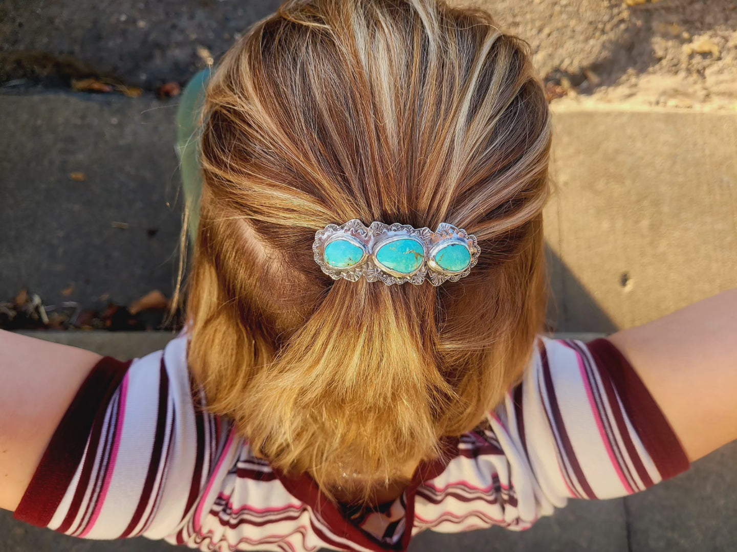 Hand stamped hair barrette