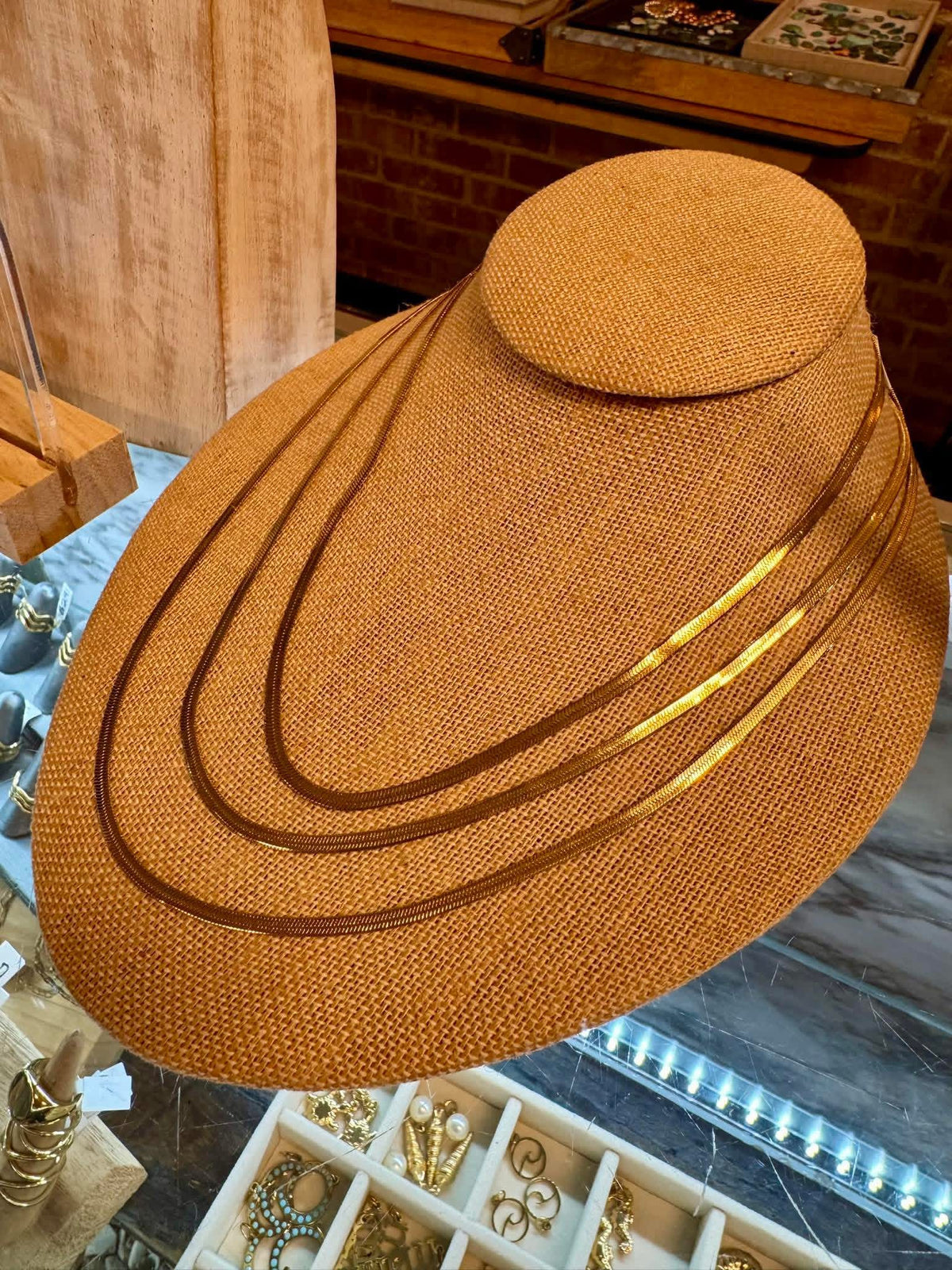 18 inch Gold Tarnish Proof Herringbone necklace
