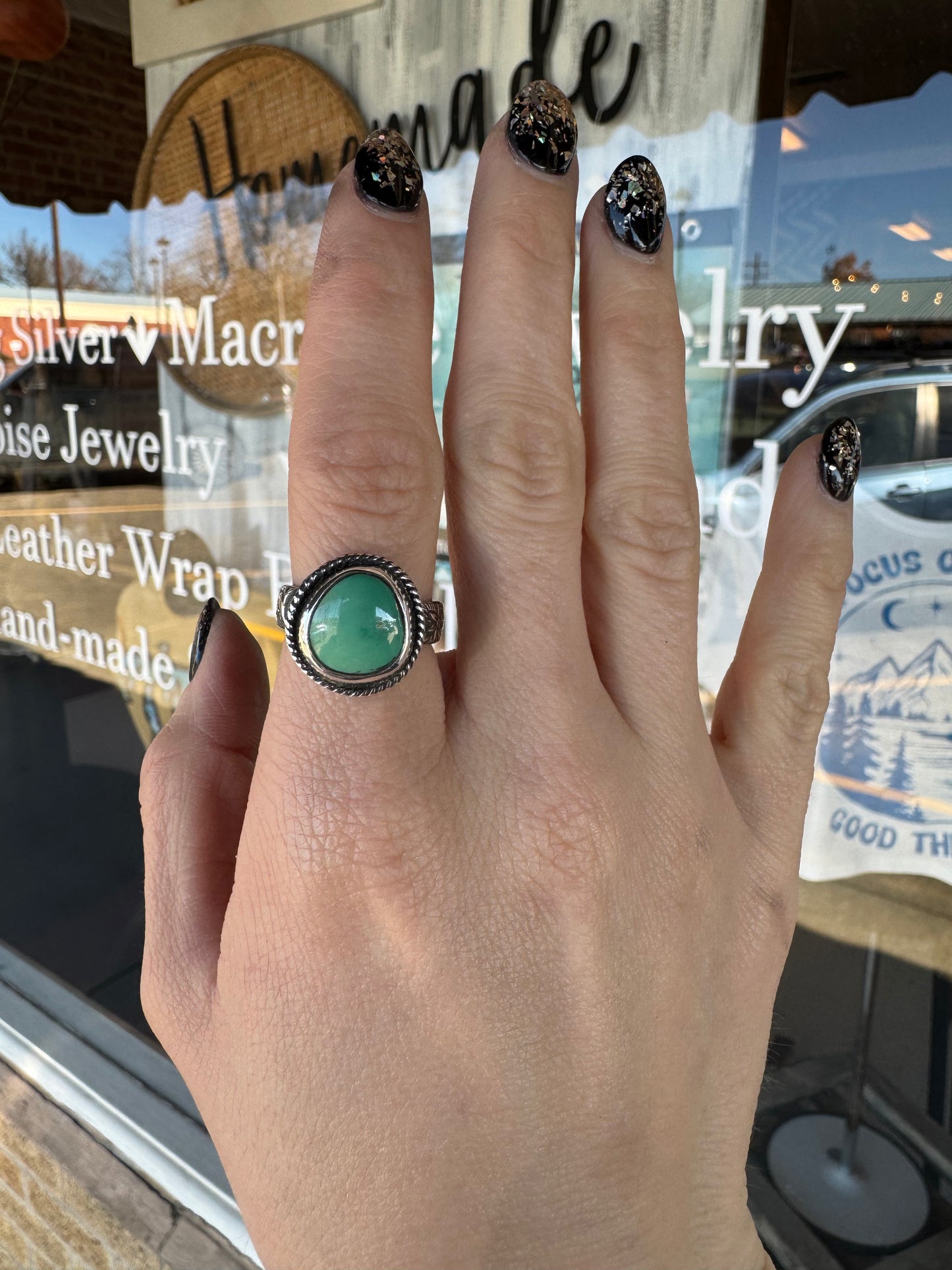 Green turquoise ring for Branda