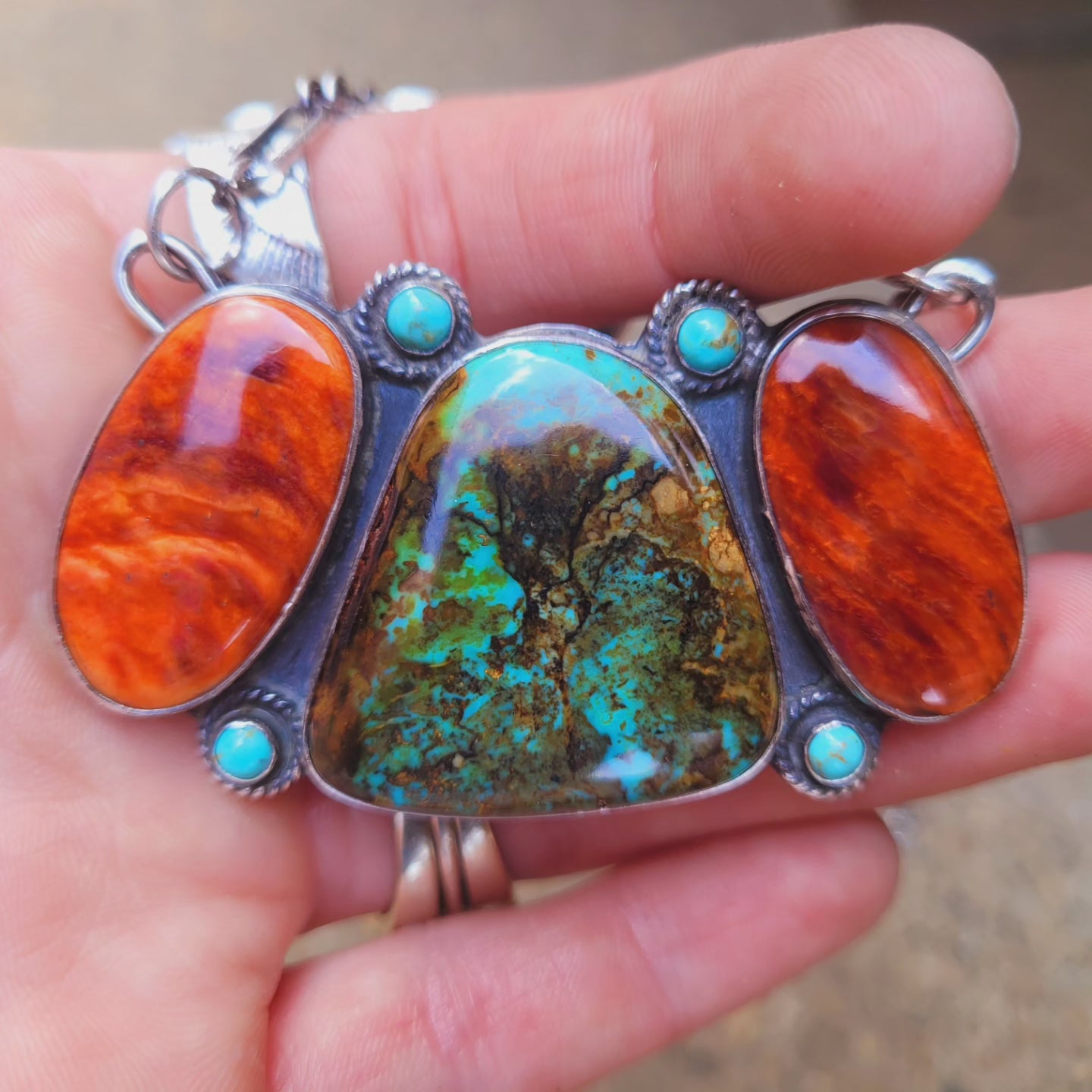 Turquoise and Spiny Oyster Necklace