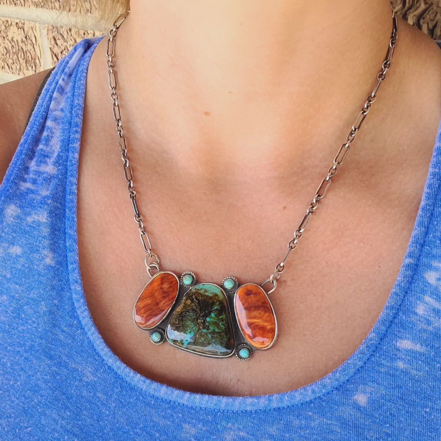 Turquoise and Spiny Oyster Necklace