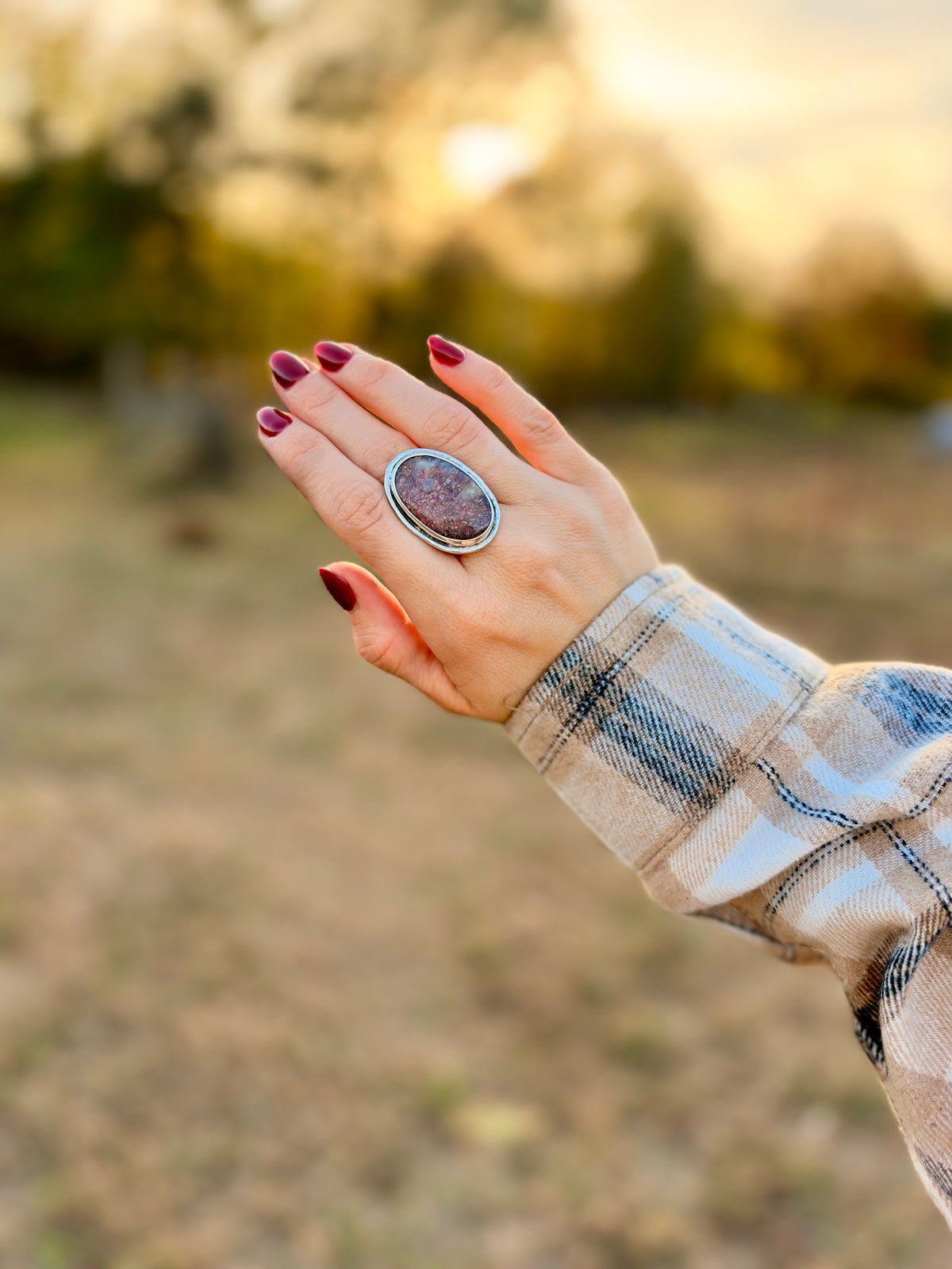 Sunset Sparkle | Sunstone Sterling Silver Statement Ring size 9