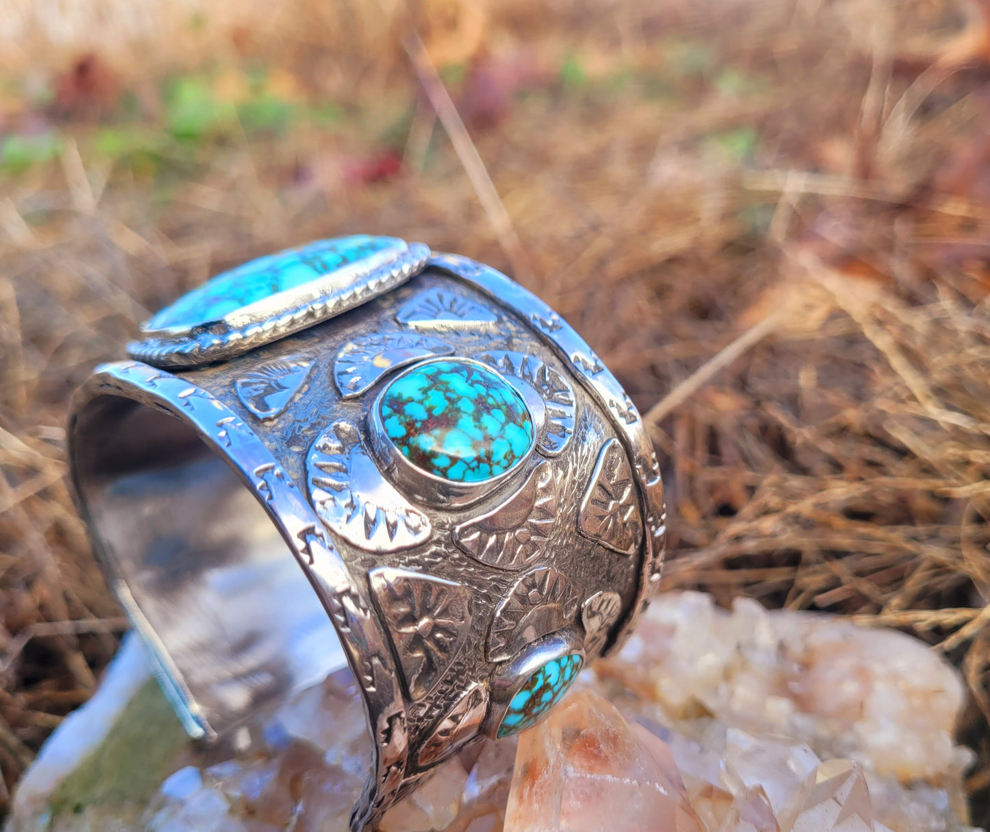 Spiderweb Kingman wide cuff bracelet