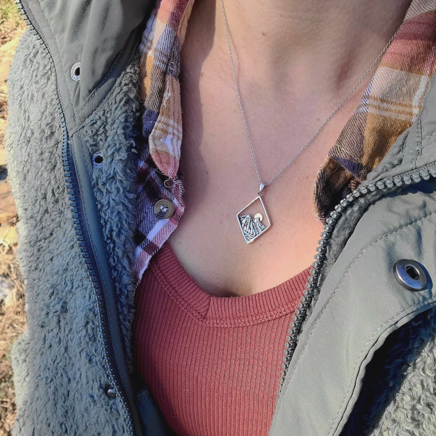 Diamond Mountain Landscape Necklace