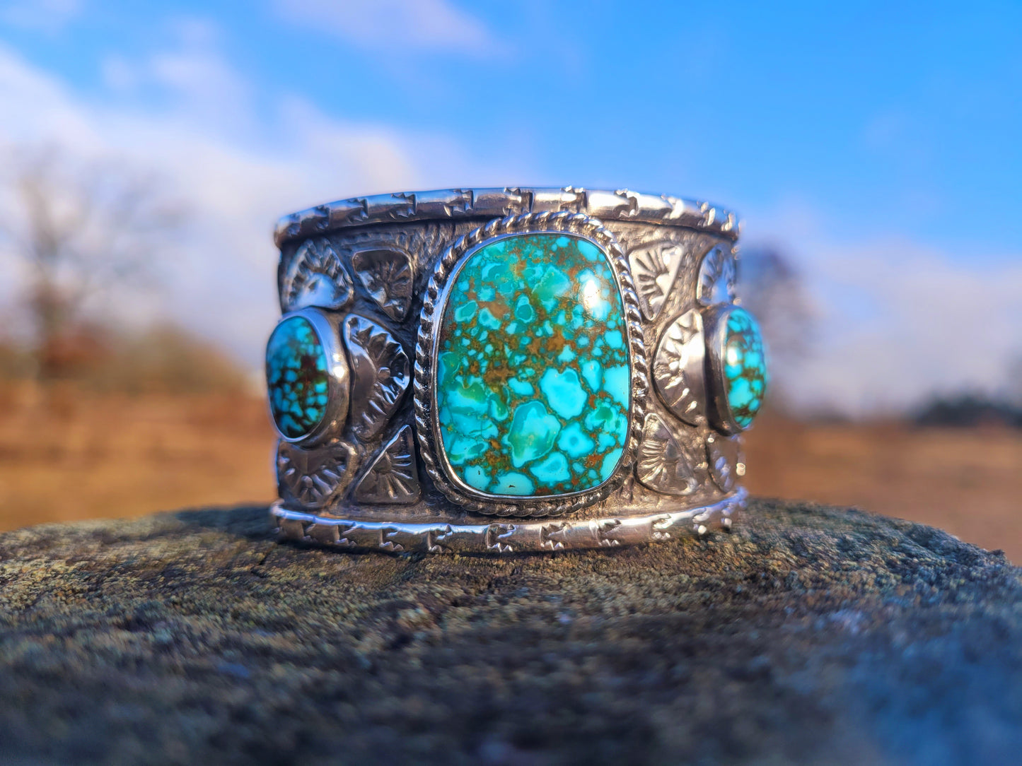 Spiderweb Kingman wide cuff bracelet