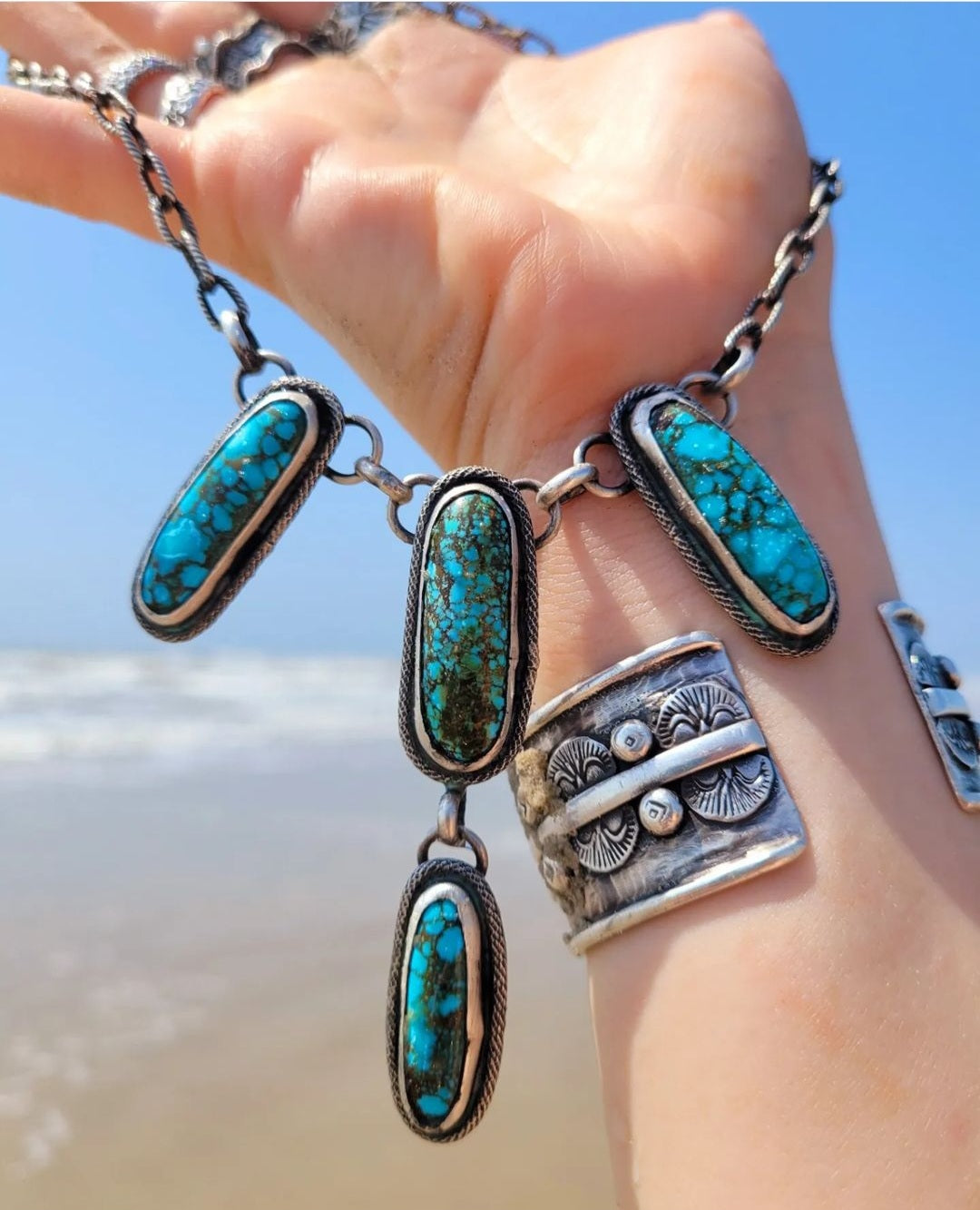 Spiderweb Kingman Turquoise Necklace