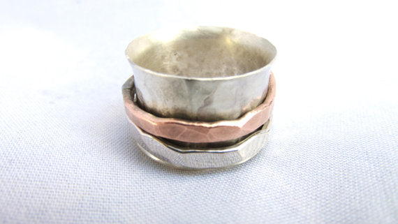 Sterling Silver Spinner Band with Copper Ring