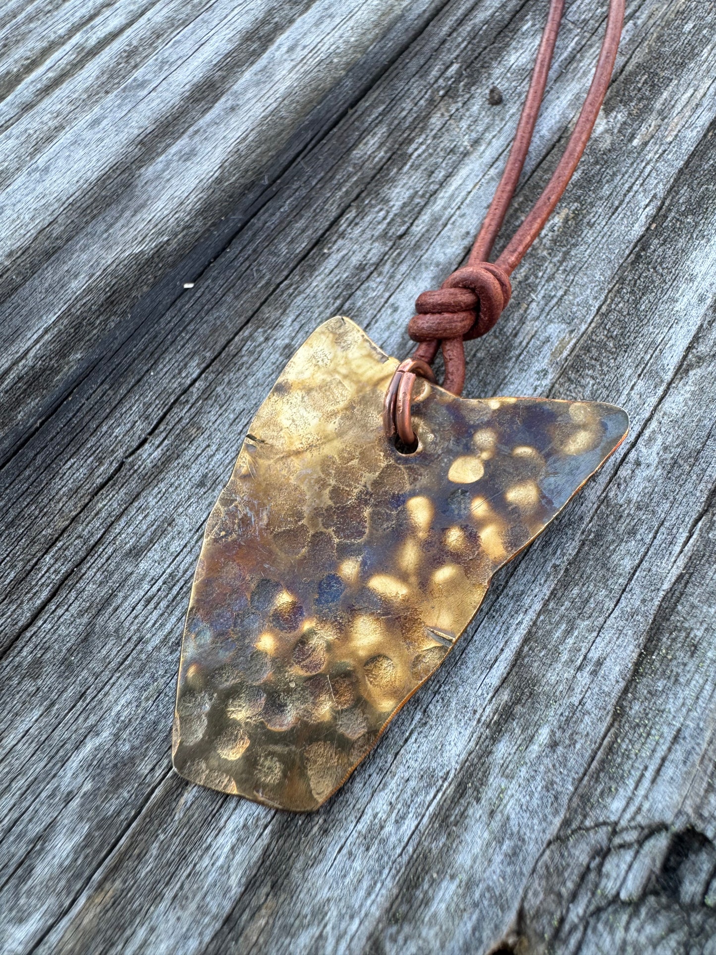 Hammered Brass necklace by Logan