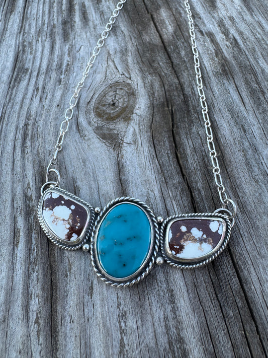 Turquoise and Wild Horse bar Necklace