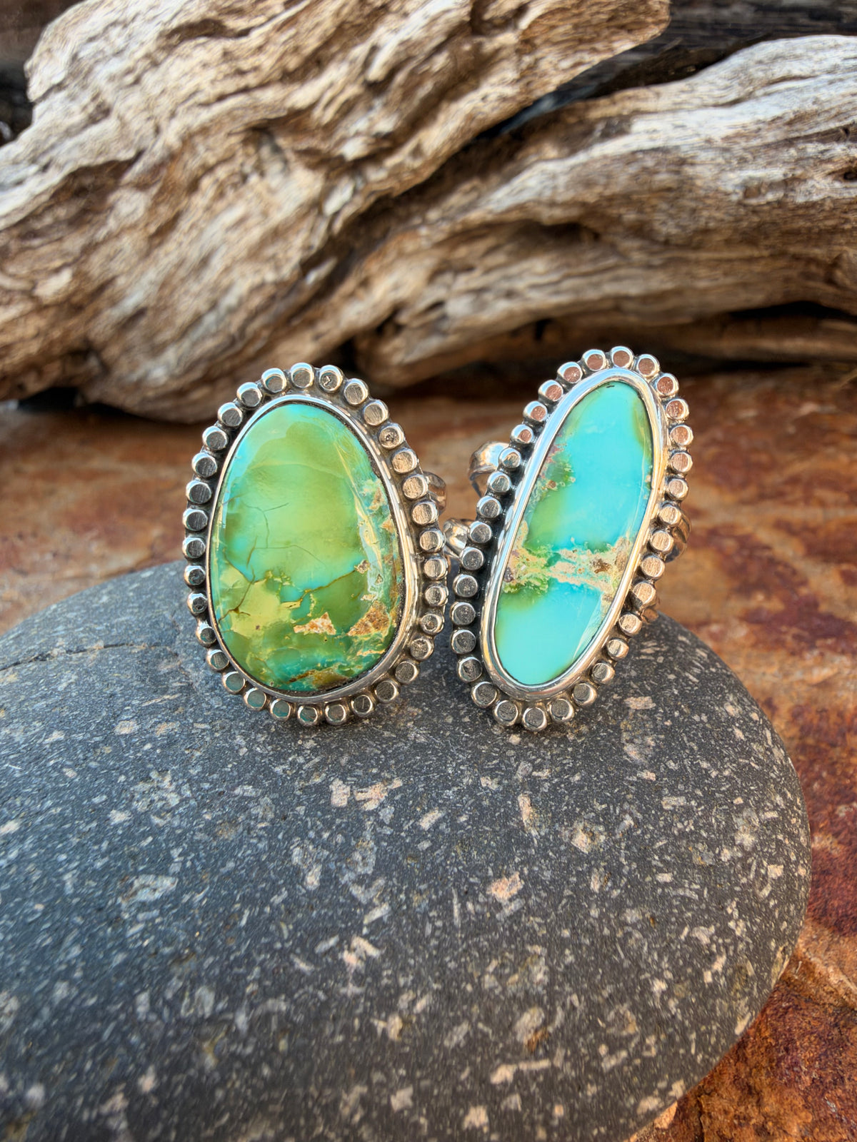 Green Sonoran Gold Statement Ring size 9