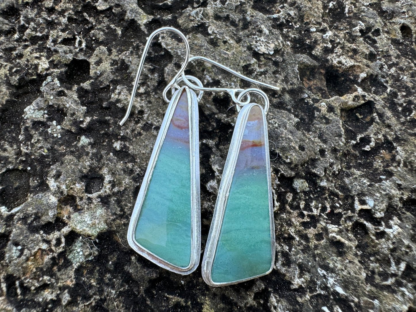 Blue Opal Wood earrings