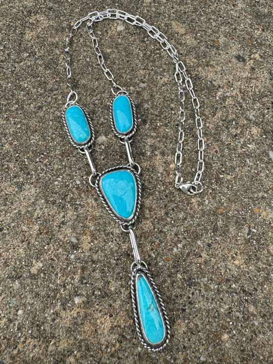 Kingman turquoise Lariat Necklace