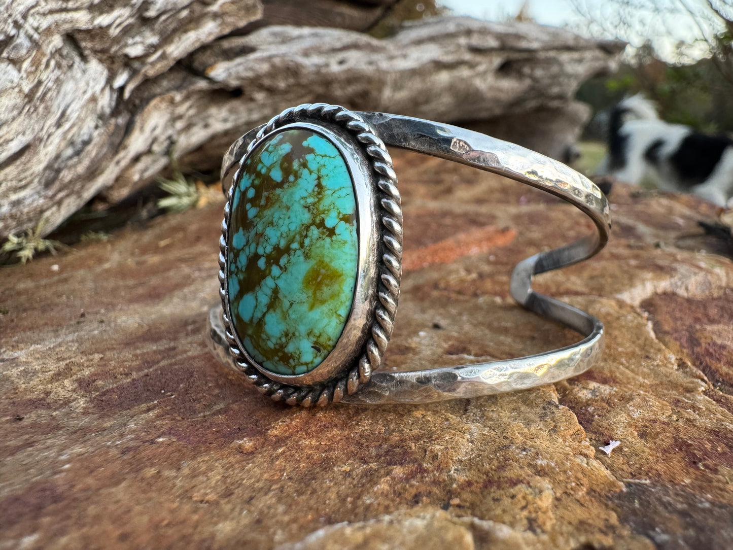 Oval Tyrone turquoise cuff bracelet
