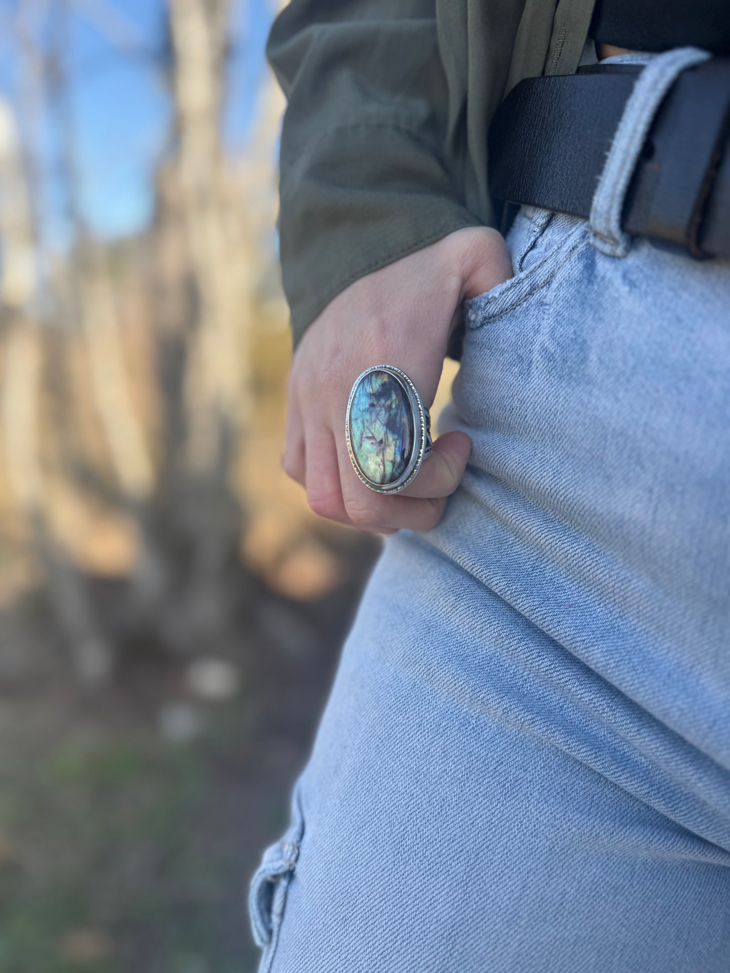 Labradorite Statement ring size 8.5