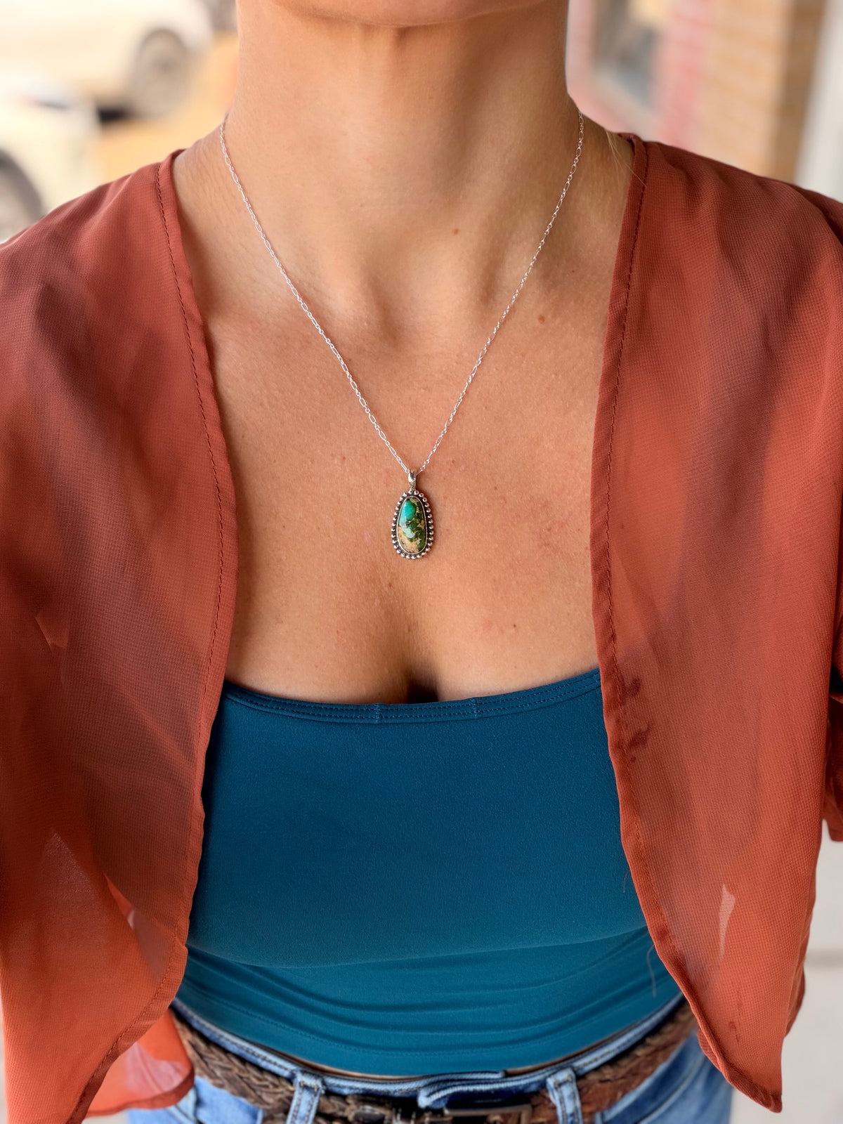 Sonoran Gold Turquoise Sterling Silver Pendant Necklace