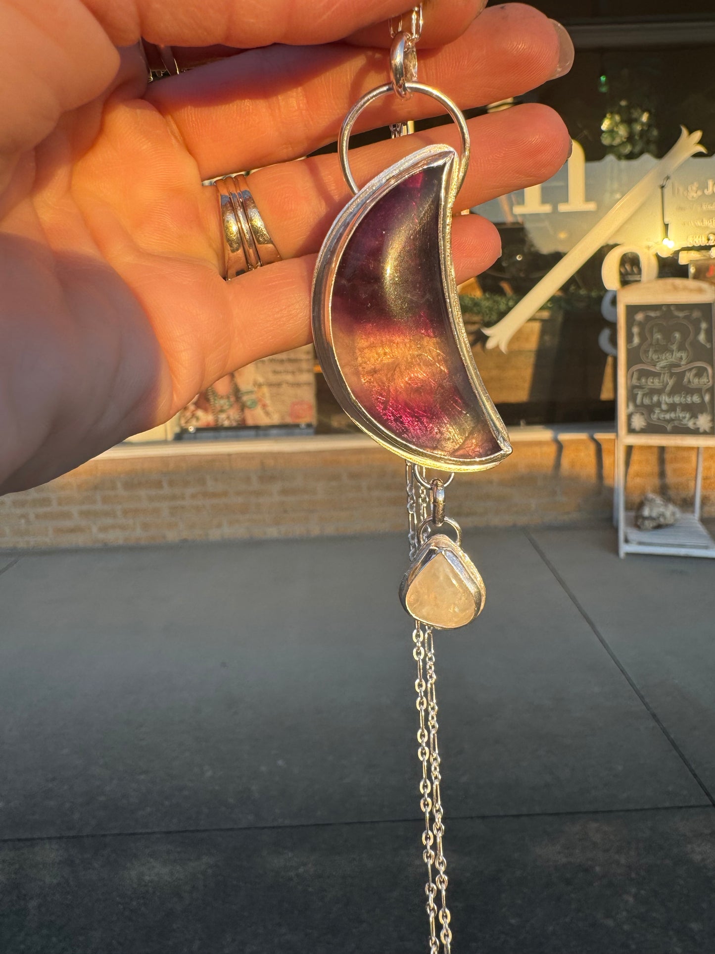 Fluorite and Moonstone Pendant