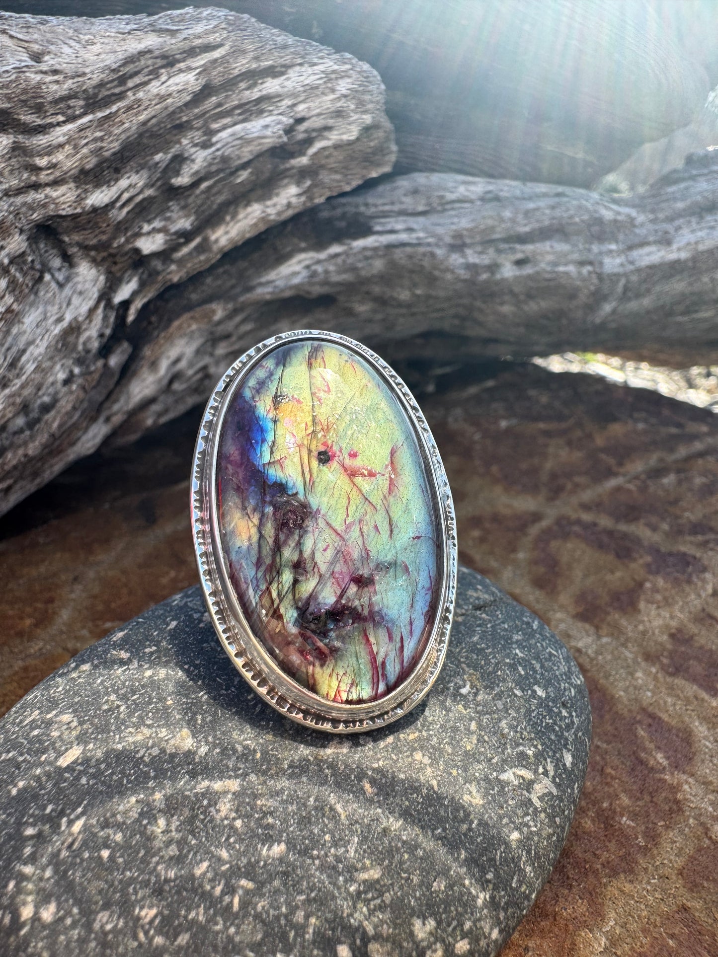 Labradorite Statement ring size 8.5