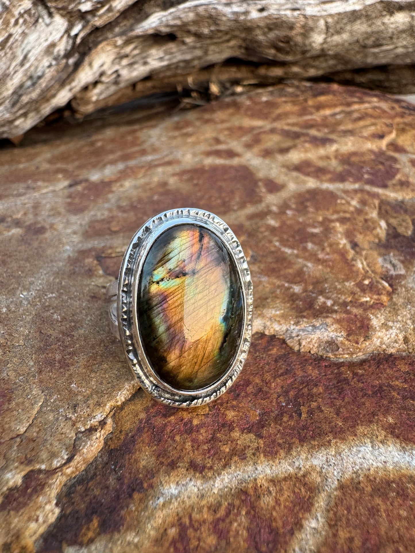 Large oval Labradorite ring size 9