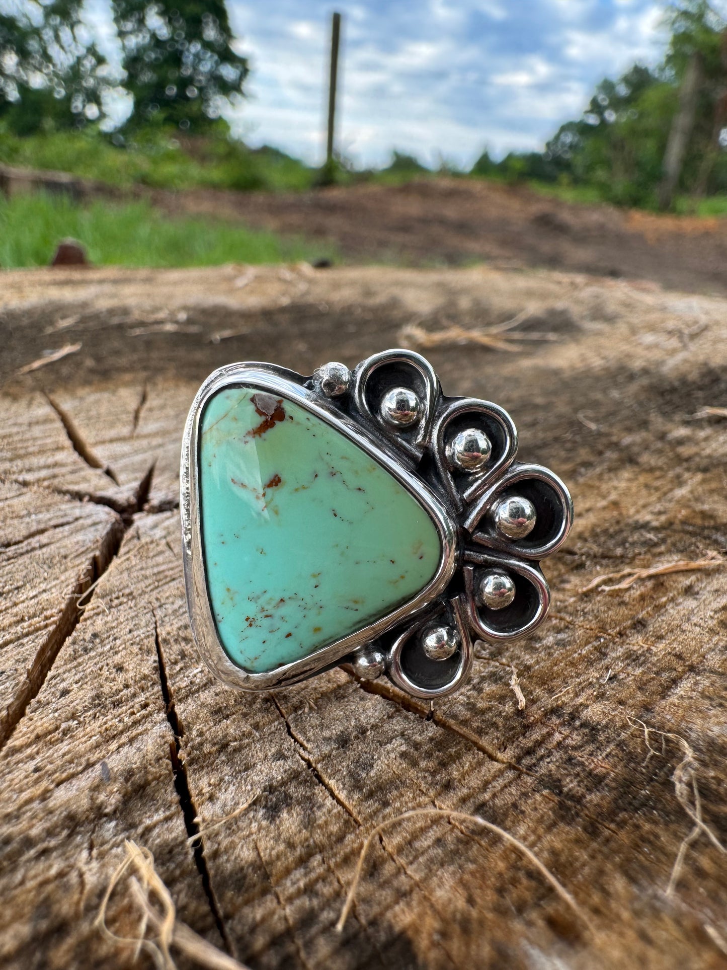 Desert Bloom Tyrone Turquoise ring size 8