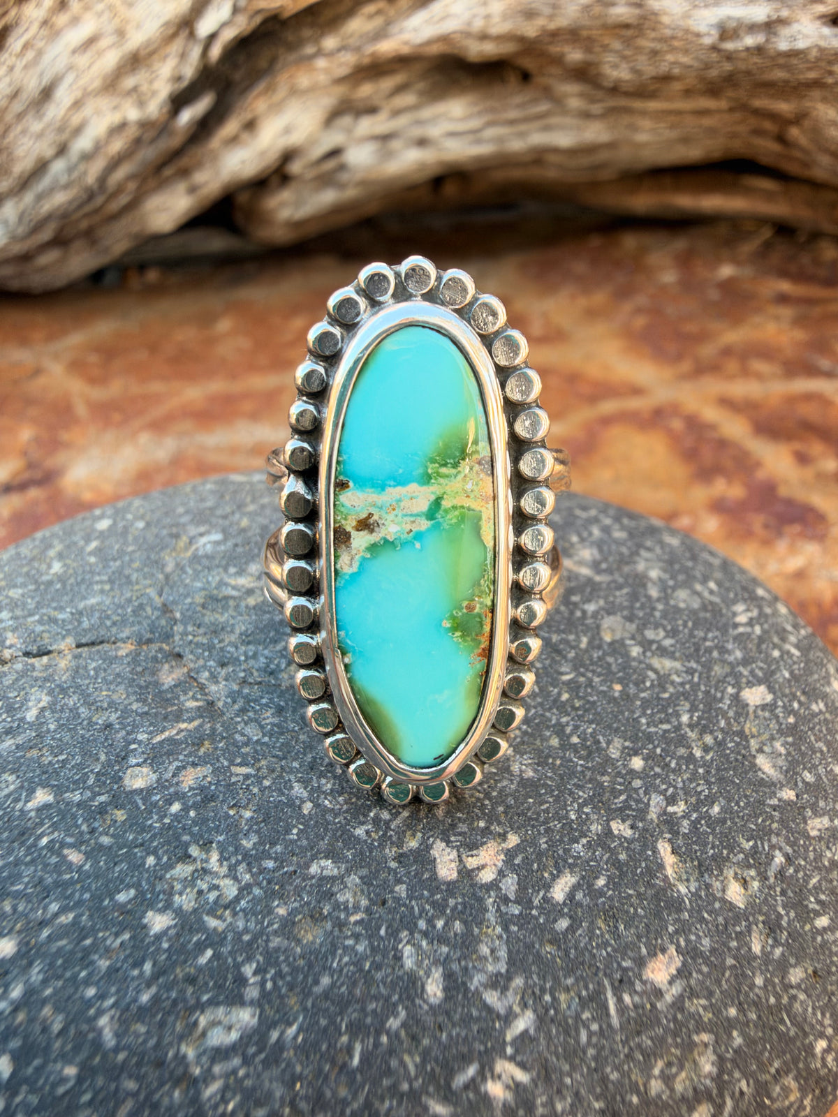 Light Blue Sonoran Gold Turquoise Ring size 6