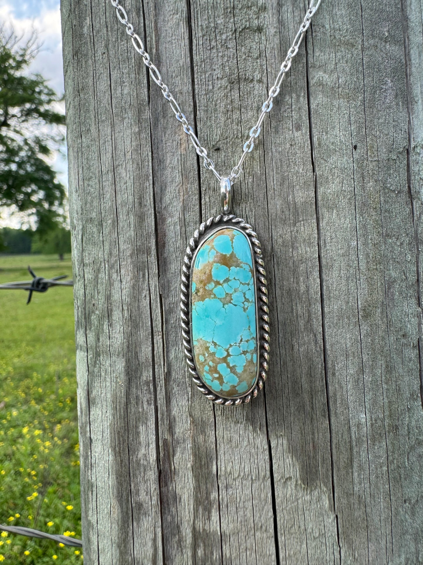 Number eight turquoise pendant