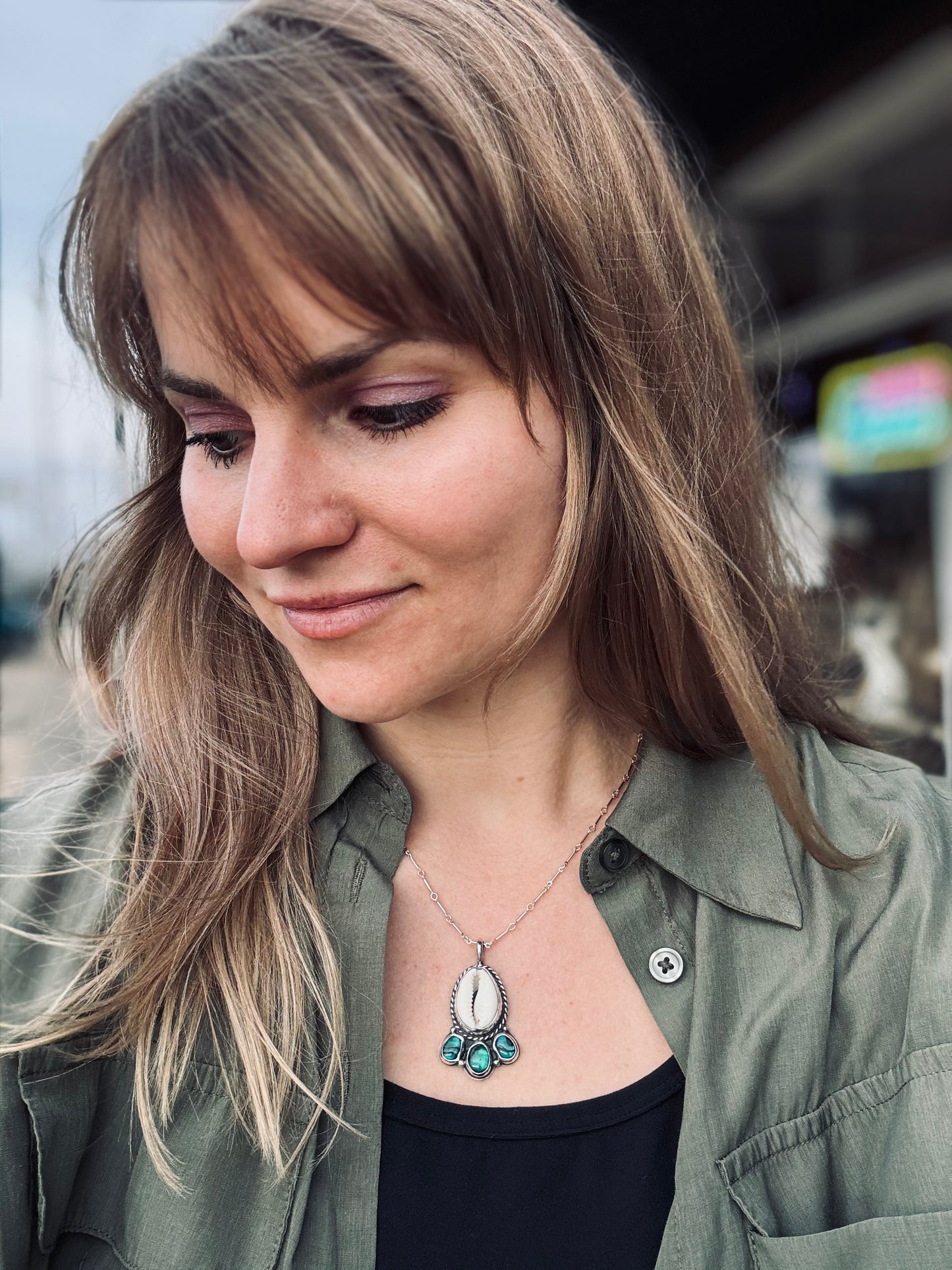 Cowrie Shell and Abalone Necklace