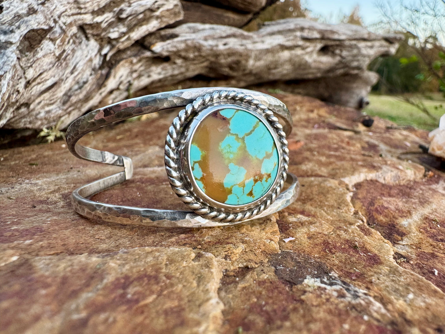 Round Tyrone Turquoise Cuff Bracelet