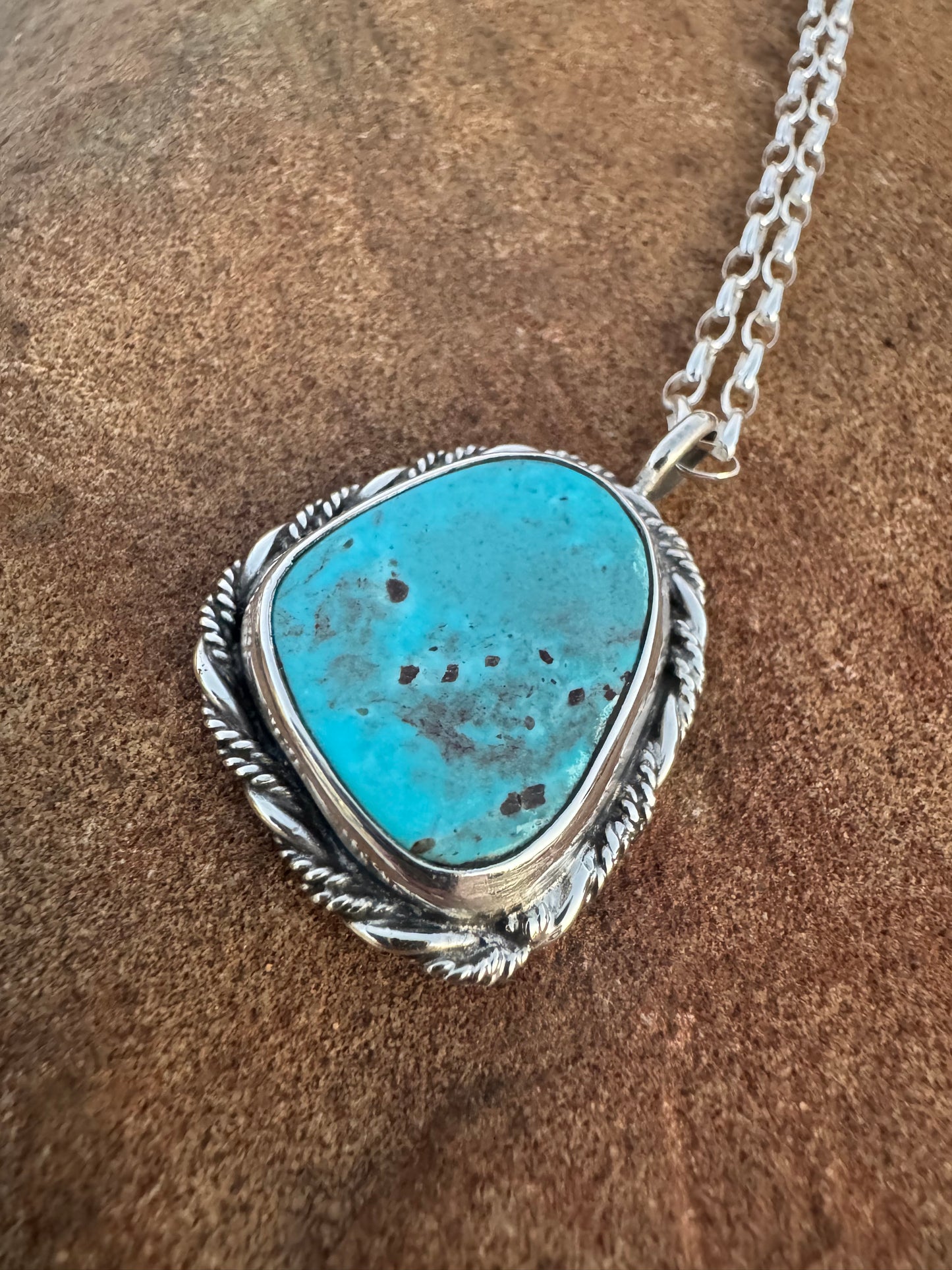 Kingman turquoise Rolo Chain necklace