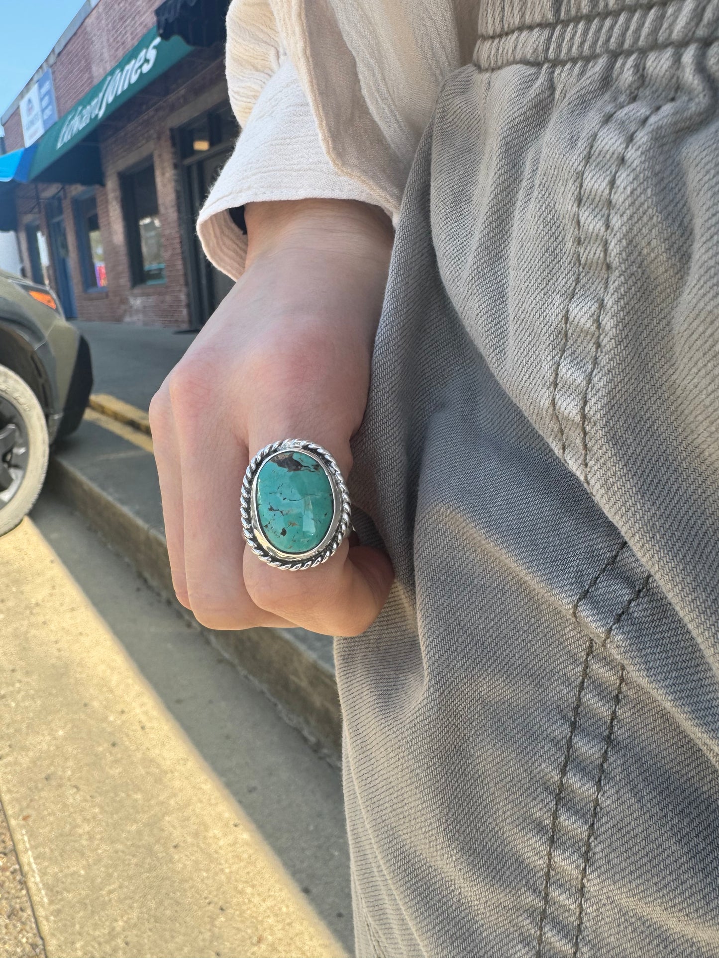 Green Tyrone turquoise ring size 8