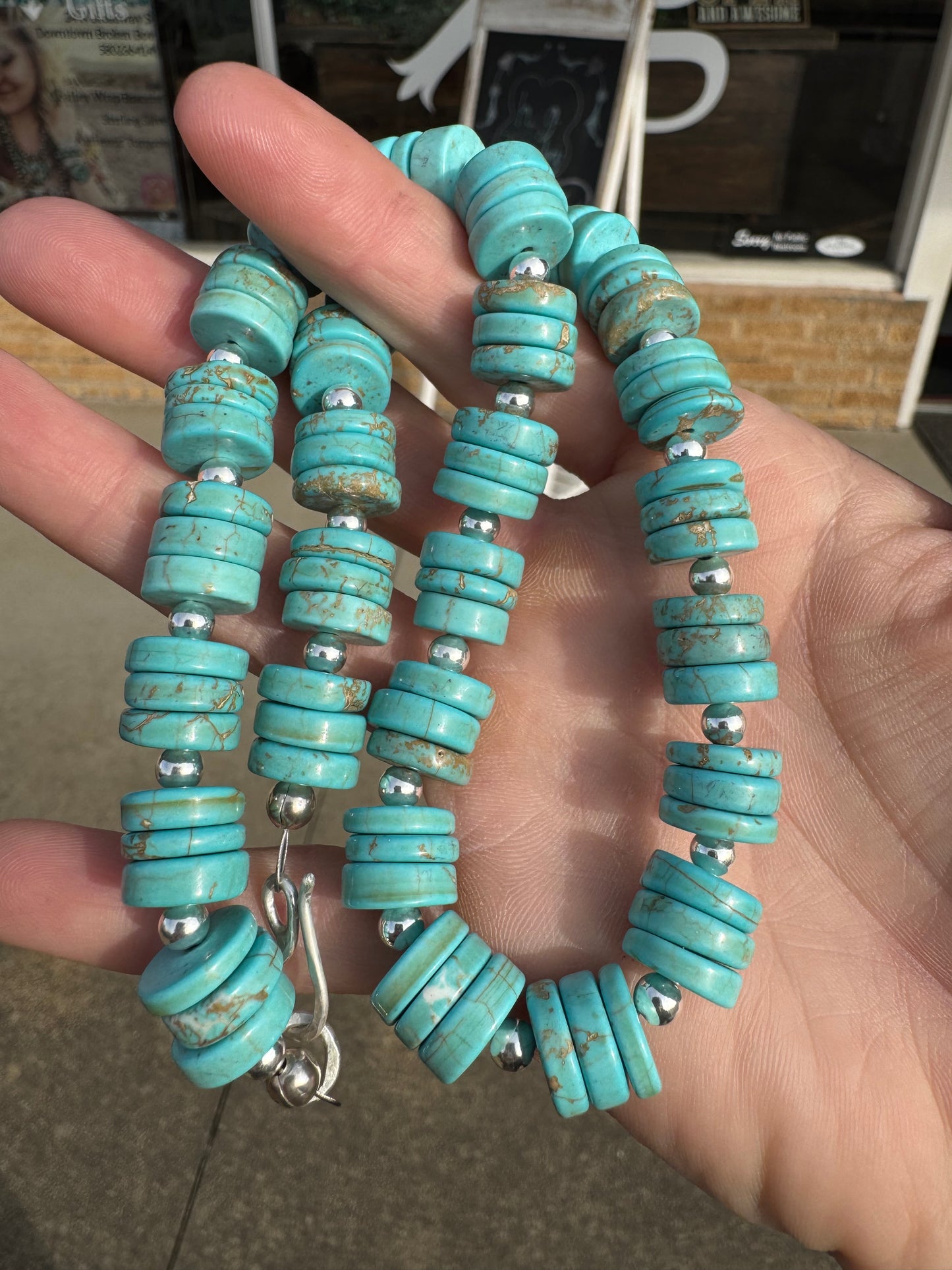 Sterling silver and Turquoise Magnesite beaded Necklace