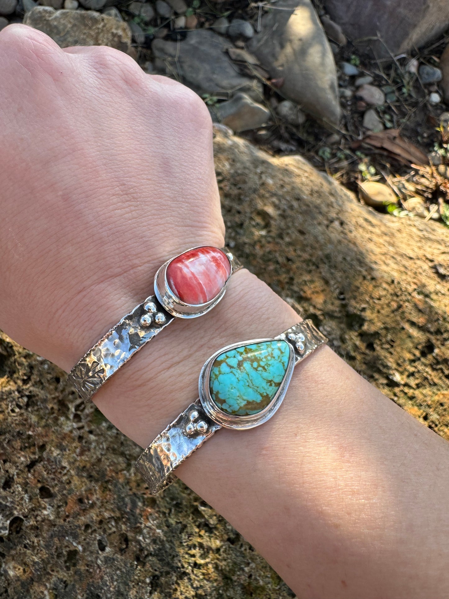 Tyrone turquoise hammered cuff