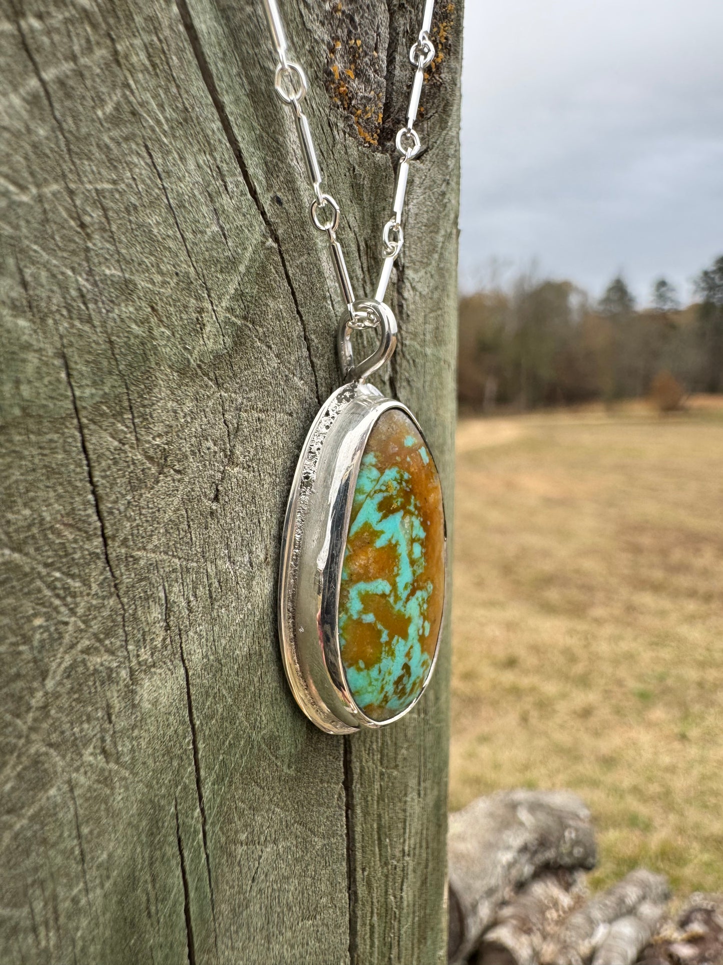 Brown Matrix Tyrone turquoise pendant