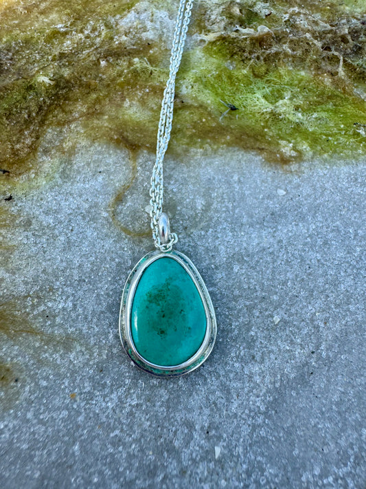 Green turquoise medium sized dainty pendant