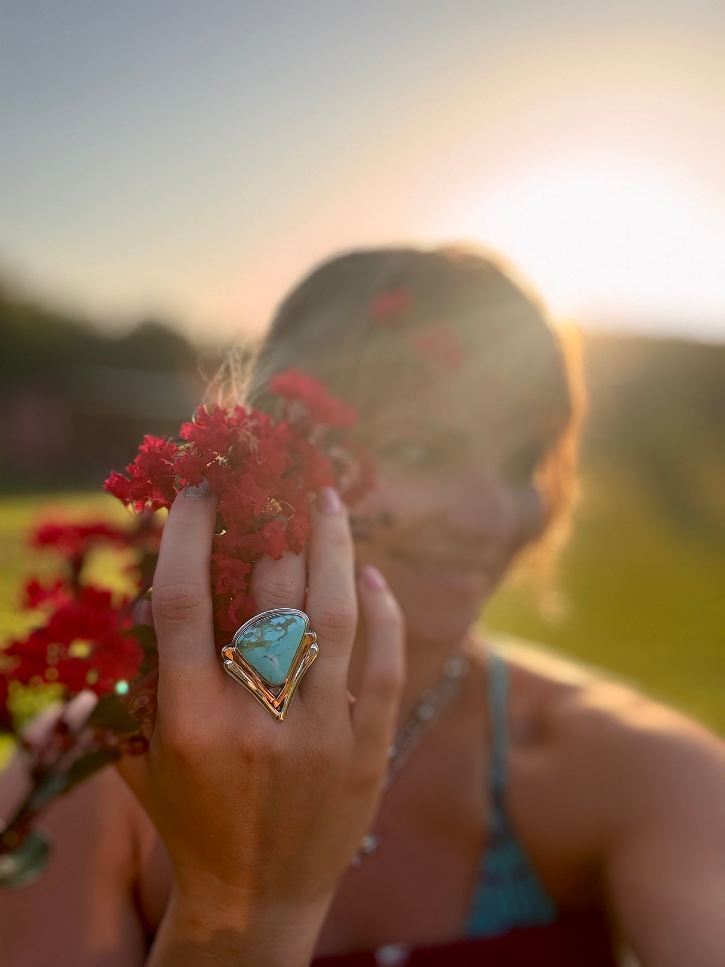 Blooming Tyrone Turquoise ring size 8