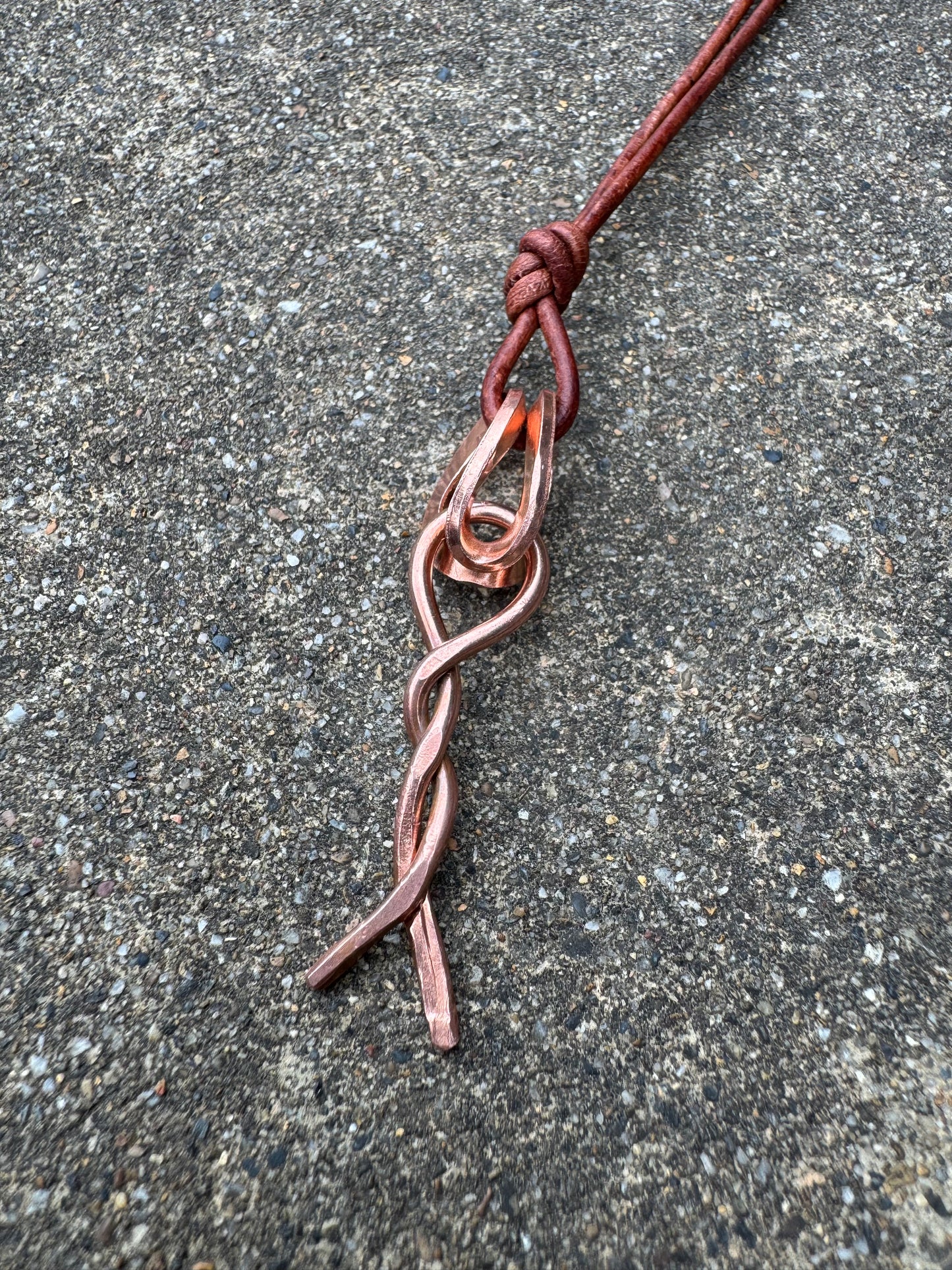 Copper and Leather Necklace made by Logan