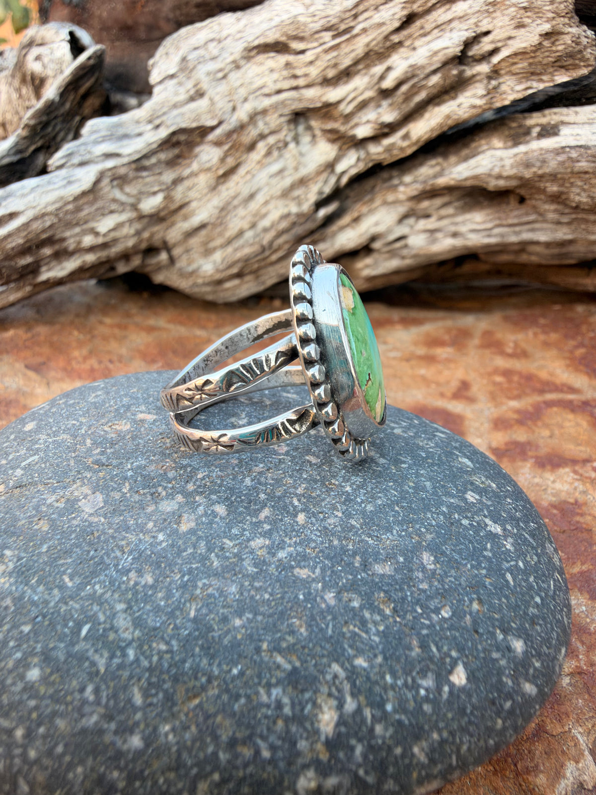 Sonoran Gold Turquoise Sterling Silver Statement Ring | Size 8